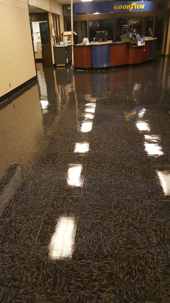 Military precision floor cleaning in commercial setting